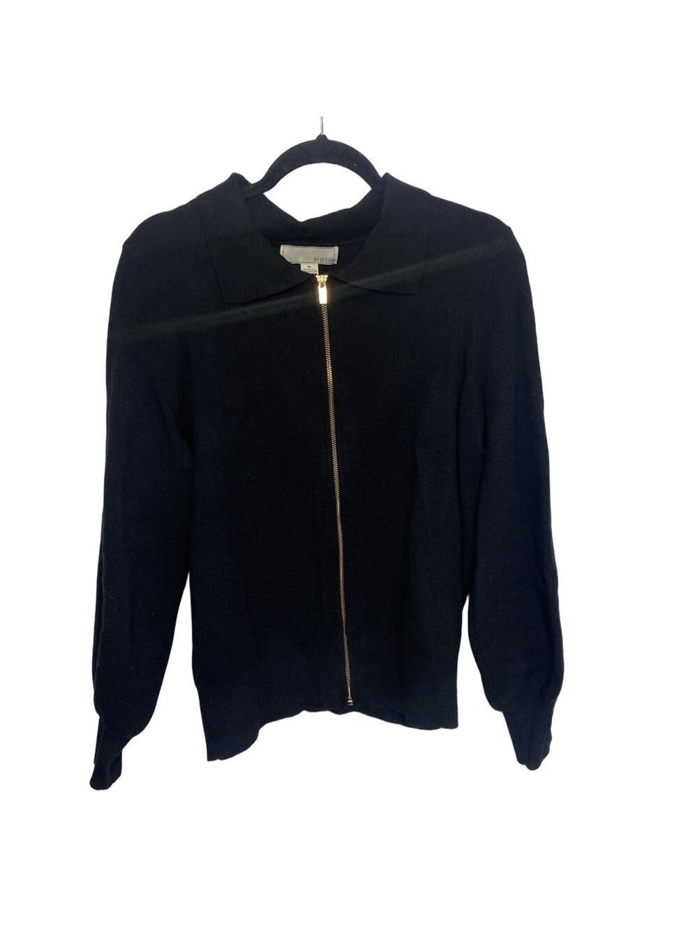 BY DESIGN Black Full-Zip Knit Cardigan Sweater with Collar - XL